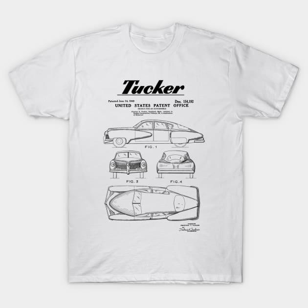 Tucker Automobile Patent Black T-Shirt by Luve